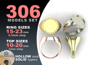 sello anillos conjunto joyería joya oro plata imprimible moda prototipos redondeado paquete hueco blanco 3d print model - Mito3D
