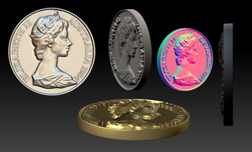 coin 2 queen elizabeth ii 1984 australia sikke 3d printable art coins badges uniform old woman empress free render 3d print model - Mito3D