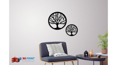silhouette art tree wall house indoor printing 3d 2d decor decoration home room living nature trees 3d print model - Mito3D