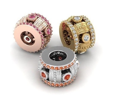 argent perle charme 003 bijoux charme perle pandora argent or diamant bijoux engagement bracelet tube pendentifs 3d print model - Mito3D