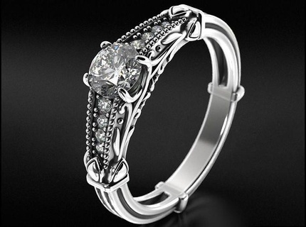 argento Fidanzamento squillare diamanti 761 3dprinted design moda oro d'oro gioiello gioielleria Stampa stampabile stampa prototipazione anelli 3d print model - Mito3D
