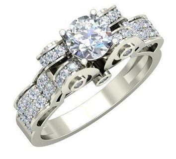 argent engagement bague diamants 92 brillant goujat conception détail diamant gemme or bijou bijoux platine imprimable anneaux mariage pentant 3d print model - Mito3D