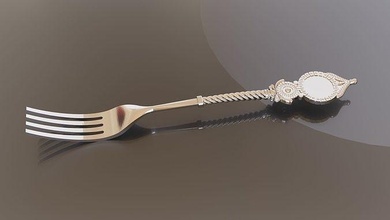 silver fork plate cutlery jewellery printable houseware tableware house accessories 3d print model - Mito3D