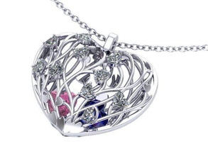 silver heart pendant jewelry diamond golden pendants 3d print model - Mito3D