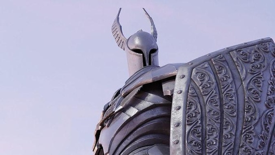 plata Caballero oscuro almas 3d impresión estatua escultura juego Arte coleccionable alma medieval guerrero espada arco flecha arquero armadura lanza capa fantasía esculturas 3d print model - Mito3D