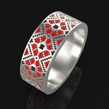 prata anel joalheria ouro bordado esmalte jóia jóias vermelho preto modelo 3d impressão argolas 3d print model - Mito3D