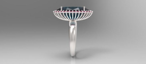 silver ring pink tourmalines acquamarine tourmaline blue jewelry rings 3d print model - Mito3D