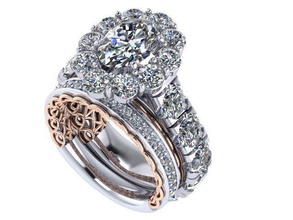 silver rose halo ring jewelry diamond golden rings 3d print model - Mito3D