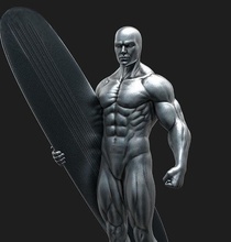silber surfer muskel bodybuilding körper stärke wunder silberner superheld film anatomie charakter zbrush 3dprinting 3d spielzeuge modellieren stark spiele 3d print model - Mito3D