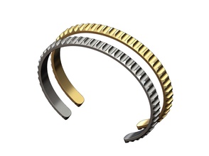 semplice smussato lati fluttuato polsino braccialetto moda gioielleria stampabile oro argento sterlina lusso moderno ondolato serrato geometrico costine scanalatura bracciale bengala braccialetti 3d print model - Mito3D