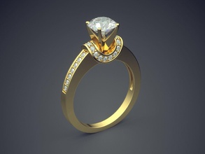 simple classic luxurious engagement ring diamonds jewelry gold jewel jewellery rings wedding diamond brilliant cad gem platinum printable silver detail design 3d print model - Mito3D