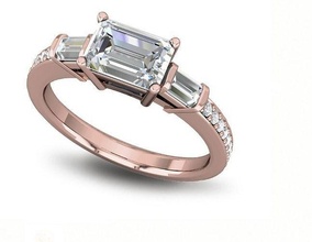 sencillo diamante anillo 08 básico imprimible plata hojas perennes vida platino enganchar pulsera oro joyería joya Boda compromiso Moda belleza solitario anillos 3d print model - Mito3D