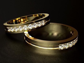 simple diamond ring jewelry row diamondring simplering rowdiamondring silver gold 9diamonds rings 3d print model - Mito3D