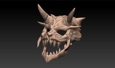simple dragon skull mask art sculpture statue ancient artistic fantasy costume sculptures 3d print model - Mito3D