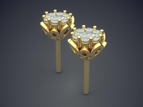 basit küpe elmaslar 1264 altın mücevher takı yüzük yüzükler düğün nişan elmas parlak cad platin yazdırılabilir gümüş tasarım 3d print model - Mito3D