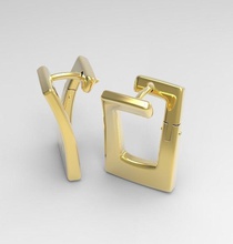 simple errings gold 14k jewelry jewel one square earrings 3d print model - Mito3D