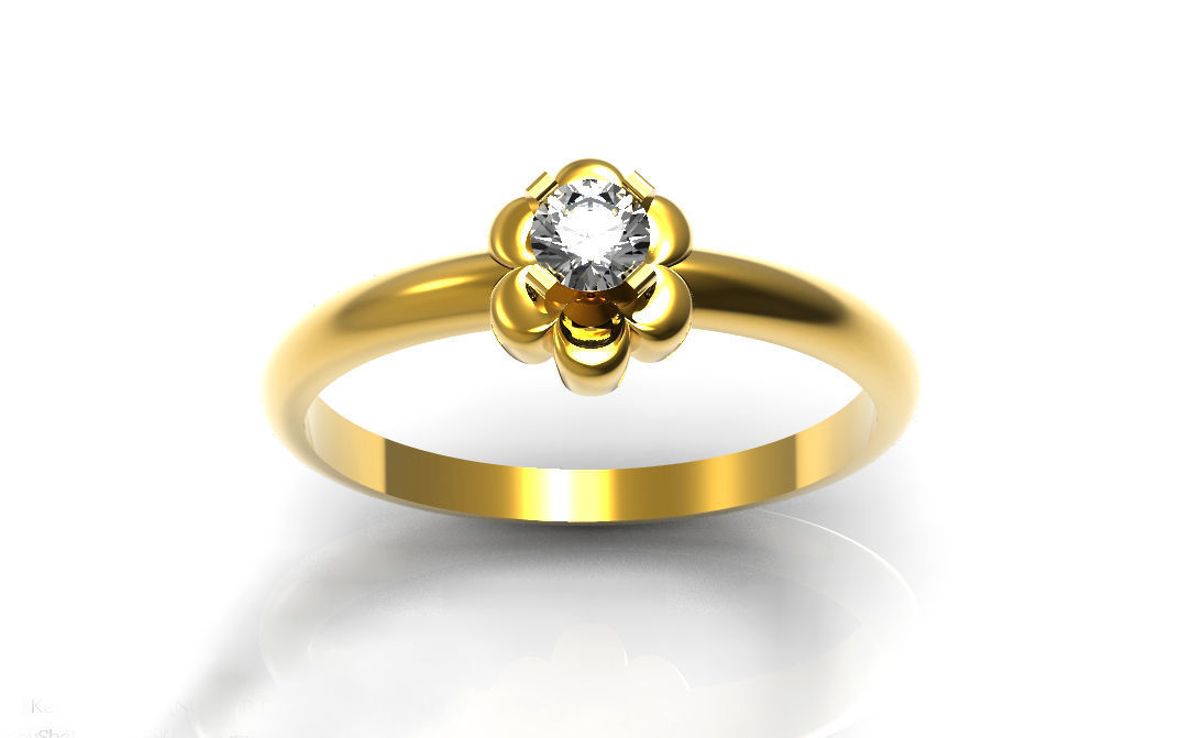 simple floral engagement ring jewelry engagementrings rings diamond 3D print model - Mito3D