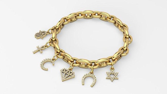 simples forno charme pingente ouro prata joalheria colar imprimível esterlina gema pulseira brilhante pulseiras 3d print model - Mito3D