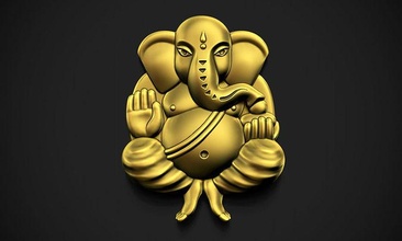 sencillo ganesha ji señor dios hindú indio religioso ídolo boda tarjeta emblema logo 3d canalla propicio elefante figurilla estatua arte 3d print model - Mito3D