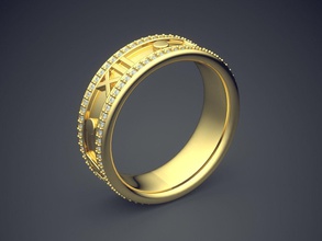 simple golden engagement ring diamond rim roman date jewelry gold jewel jewellery rings wedding brilliant cad gem platinum printable silver detail design 3d print model - Mito3D