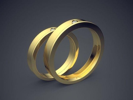 simple golden wedding ring minimal design gems jewel jewellery jewelry rings diamond brilliant cad fashion beauty finger gem platinum printable detail 3d print model - Mito3D