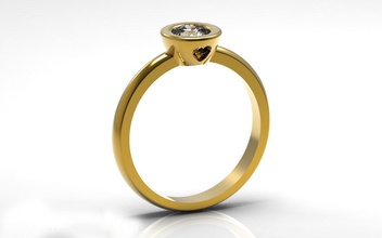 facile cœur engagement bague bagues fiançailles forme coeur anneaux 3ddesign bijoux rhinogold 3d print model - Mito3D