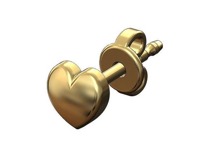 semplice cuore perno orecchino amore San Valentino romanza carina piccolo gioielleria stampabile oro moda argento sterlina 3d modello orecchini 3d print model - Mito3D