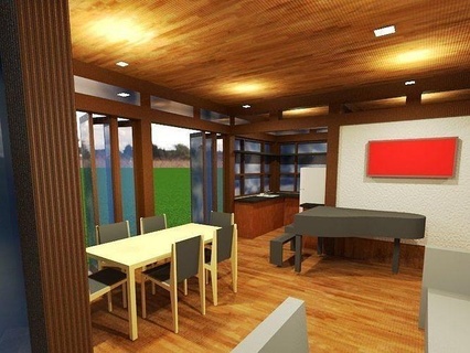 sencillo japonés cabina habitación mueble silla mesa césped casa madera diseño moderno interior vivo arquitectónico decoración exterior arquitectura edificio contemporáneo aire libre 3d print model - Mito3D