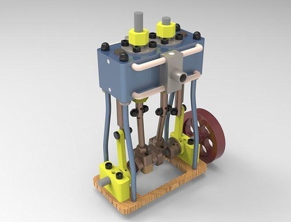 Facile 2 cylindre verticale machine technologie industrie lien machinerie équipement Puissance Plastique isolé mécanique science ingénierie 3d print model - Mito3D
