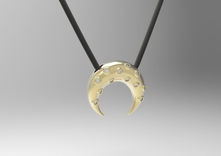 simple minimalist moon pendant jewelry stl gold diamond printable silver jewellery 3dm fashion platinum stars pendants luxury gems valentine classic 3d print model - Mito3D