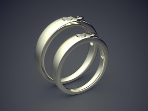 simple minimalistic deatiled silver wedding rings jewelry gold jewel jewellery ring engagement diamond brilliant cad gem platinum printable detail design 3d print model - Mito3D