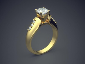 simple minimalistic lovely engagement ring small diamonds gold jewel jewellery jewelry rings wedding diamond brilliant cad gem platinum printable silver detail design 3d print model - Mito3D