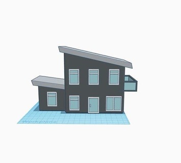 basit modern ev Konut modeli düşük poli alçak dış mimari 3d bina arka fon 3dhouse temel tasarım dekor iç 3d print model - Mito3D