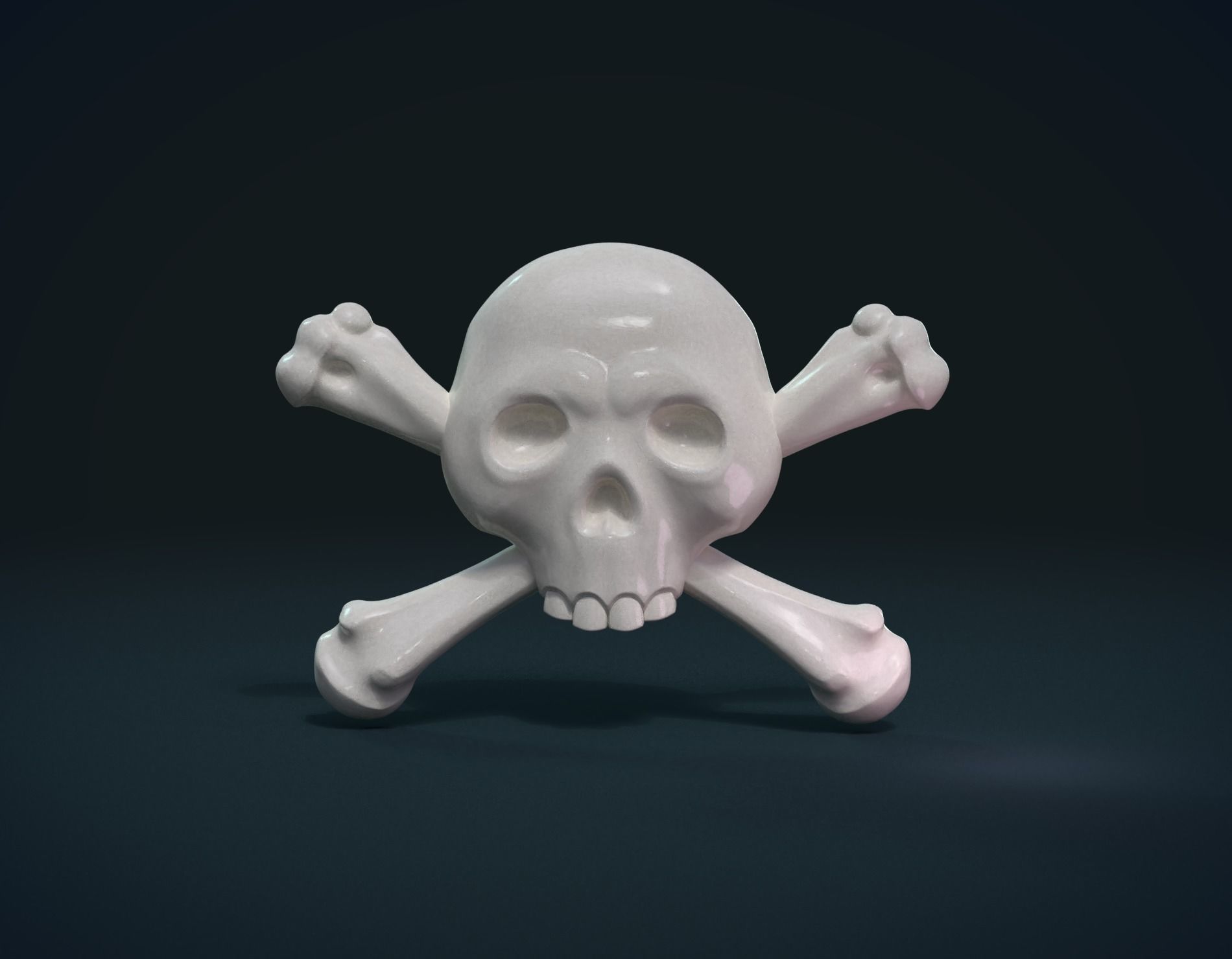 simple skull relief art bones pirate head dangerous badge stylized coins badges 3D print model - Mito3D