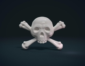 simples crânio de socorro a arte ossos pirata cabeça perigoso emblema assim estilizado moedas emblemas crachás 3d print model - Mito3D