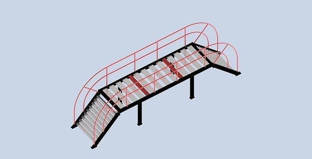 simple steel stair bridge stairs metal outdoor industrial architecture infrastructure house 3d print model - Mito3D