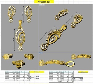 simple unique designs jewelry gold printable earrings pendant wedding jewellery fashion beauty engagement solitaire pendent necklace diamond gemstone women lady female girl pendants 3d print model - Mito3D
