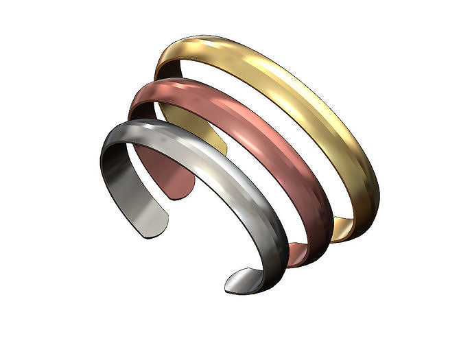 simples Largo Chamfred lados manguito pulseiras pulseira ouro imprimível joalheria jóias moda prata luxo esterlina punho acessórios lapidado faceta geométrico moderno minimalista 3D print model - Mito3D