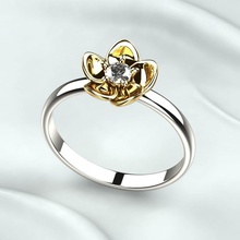 single 3mm pietra preziosa fiore oro squillare rinoceronte gioielleria 3dprint stampabile diamante zaffiro rubino Smeraldo topazio Fidanzamento nozze gioiello rodio Stampa 3d print model - Mito3D