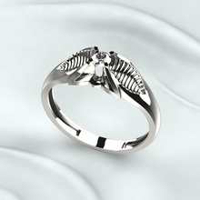 single diamond golden ring gold rhino printable jewellery jewel jewelry fashion engagem engagement gem wedding beauty vintag rings 3d print model - Mito3D