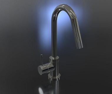 single handle pull kitchen faucet bathroom plumbing chrome sink house dining 3d print model - Mito3D