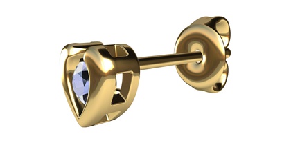 single heart earrings gem diamond jewel gemstone jewellery jewelry 3d print model - Mito3D