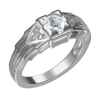 Single runden Diamant Filigran Kunst Deko Ring 2 Schmuck Juwel wertvoll Platin Gold Silber druckbar 3d cad Design anpassen Ringe 3d print model - Mito3D