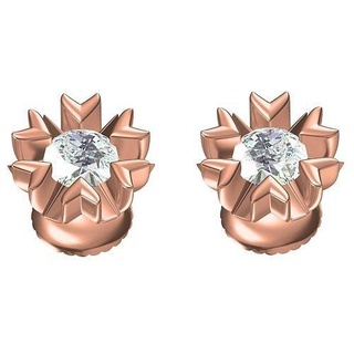 Single runden Diamant Blumen Design Zucht Ohrring Präzision Schmuck Gold druckbar Silber Platin Juwel 3d cad anpassen Sith Omega Ohrringe 3d print model - Mito3D