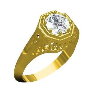 soltero redondo Roca Arte deco compromiso anillo joyería joya precioso oro imprimible plata platino 3d canalla diseño personalizar diamante Boda anillos 3d print model - Mito3D