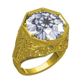 single stone art deco engagement ring jewelry gem gold printable wedding silver 3d cad design diamond jewel rings 3d print model - Mito3D