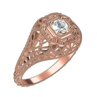 single stone art deco filigree engagement ring jewelry design printable gold silver gem 3d cad customize diamond sith rings 3d print model - Mito3D