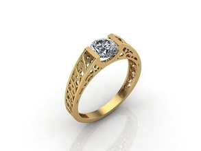 soltero roca diamante compromiso boda anillo 3dm stl 27 diamantes oro anillos mujer joyería joya diseño plata imprimible moderno moda fusión cuadrícula belleza libra esterlina 3d print model - Mito3D