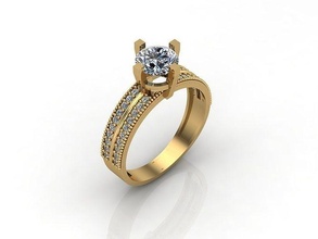 soltero roca diamante compromiso boda anillo 3dm stl 50 diamantes oro anillos mujer joyería joya diseño plata imprimible moderno moda fusión cuadrícula belleza libra esterlina 3d print model - Mito3D