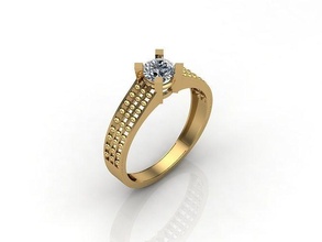 soltero roca diamante compromiso boda anillo 3dm stl 57 diamantes oro anillos mujer joyería joya diseño plata imprimible moderno moda fusión cuadrícula belleza libra esterlina 3d print model - Mito3D